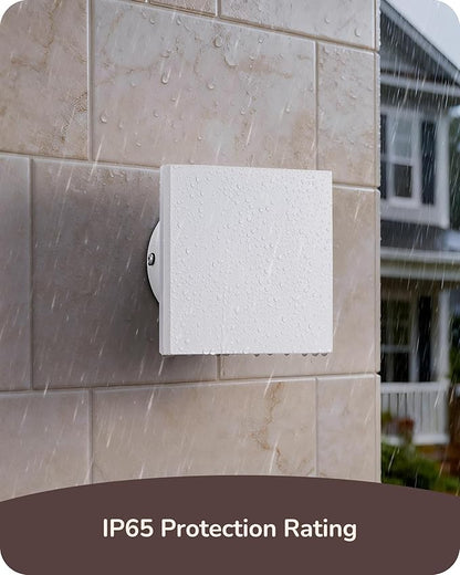 EDISHINE 2 Pack LED Outdoor Wall Lights Exterior/Interior, 3000K-5000K Dimmable Wall Sconce, Small Square Modern Exterior Lighting Fixtures, IP65 Waterproof Aluminum Outside Porch Light, White