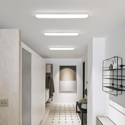 47.1 Inch Metal LED Ceiling Light,Slim, Edge Lit - 65W Full Spectrum Linear Ceiling Lamps,6500K Cool White Modern Ultra Thin Low Profile Light Fixture for Kitchen, Home & Office Hallway