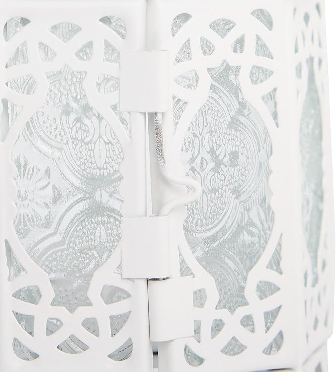 Gifts & Decor White Fancy Antique Lattice Candle Lantern with Stand