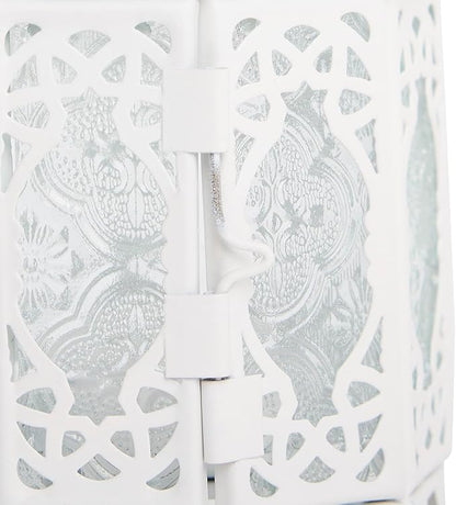 Gifts & Decor White Fancy Antique Lattice Candle Lantern with Stand