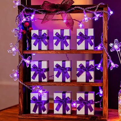 JACUXLSS Decorative Flower String Lights, 33ft 100 LED Clear Wire Plug in Fairy Lavender Cherry Blossom Easter Christmas Hanging Decorations, Violiet Wedding Party Indoor Outdoor Decorations (Purple)