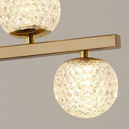 ORANOOR Modern Gold Chandeliers for Dining Room, 47in Dimmable LED Chandelier Linear Gold Pendant Light for Kitchen Island, Upgraded 6 Globe Hanging Pendant Chandelier Lighting (2 Rings, 4200lm)