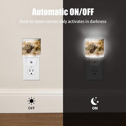 Deer Autumn Fall Night Light Plug in Wall Lamp Smart Dusk to Dawn Sensor for Home Decorative, Kids Room Bedroom Bathroom Kitchen Hallway Gifts