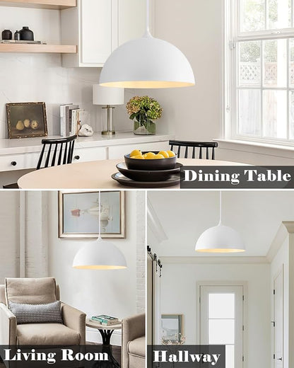 Oversize White Pendant Lights Kitchen Island, 16 Inch White Dome Pendant Light, Modern Farmhouse Pendant Light for Kitchen Island, Dining Room, Cafe, Bar, 3 Packs
