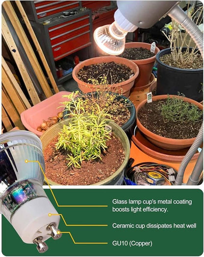 Grow Light, GU10 Full Spectrum Grow Light Bulb, 5W 110V, PAR16 LED Plant Light Bulb for Indoor Plants, Warm White 3000K, 6-Count
