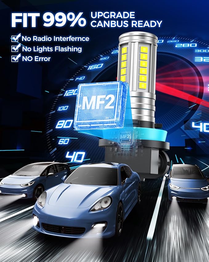 Marsauto 5201 5202 LED Fog Light Bulbs, 12,000LM PS24W LED Fog Light Bulbs, 360° Illumination 6500K Strong Penetration, 1:1 Mini Size Upgraded 60 Pcs Chips 5202 Fog Light Bulb, Accessory Light Kits