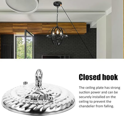 5.9 Inch Chandelier Mounting Kit, Heavy Duty Iron Ceiling Canopy Plate with Closed Hook Redesigned Bow Bracket, Vintage Light Canopy Replacement for Pendant Swag Lamp DIY Lighting (Bronze)