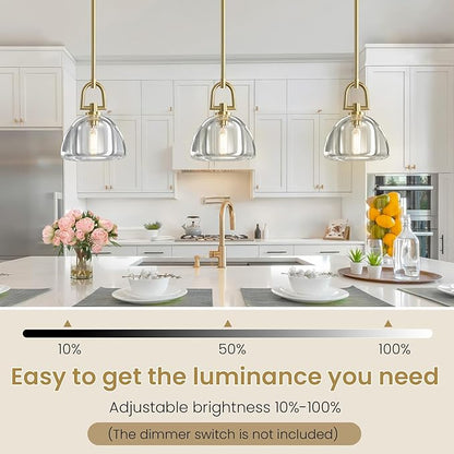 Single K9 Crystal Pendant Light with Brass Rod,7" Dimmable Contemporary Hemispher Light Above Dining Table,Modern Ceiling Hanging Lighting for Bedroom E12 Bulbs Included