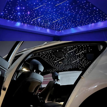 AKEPO Small Size 16W Twinkle Meteor APP Fiber Optic Light Kits, Shooting Star+RGBW Music Activated 550pcs 0.03in/0.75mm 9.8ft/3m Optical Fiber Star Ceiling Light Kit for Car Starlight Headliner/Home