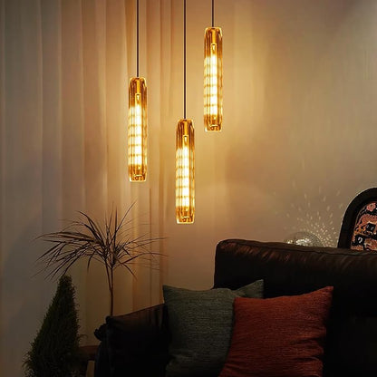 Modern Clear Crystal Pendant Light – Adjustable Ceiling Lamp with Dimmable LED Bulbs, Energy-Efficient Lighting for Kitchen Island, Dining Room, Bathroom, and Bedroom (14.95", 2 Bulbs)