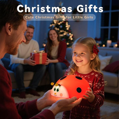 Cute Ladybug Nightlight for Baby, Soft Silicone Red Beetle Night Light for Nursery Kids Room Bedroom, 3 Levels Dimmable Touch Bedside Lamp Table Desk Lamp, Christmas Gifts for Girls and Boys (Ladybug)