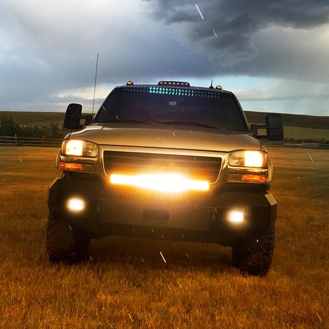 Nilight 20 Inch 420W LED Light Bar Amber Triple Row Flood Spot Combo Driving Boat Led Off Road Lights with 16AWG Wiring Harness Kit-1 Lead, 2 Year Warranty (ZH706)