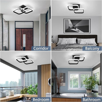 ADISUN LED Modern Ceiling Light, Flush Mount Ceiling Lamp, 22W, 6000K Cool White Light, Close to Ceiling Light Fixtures for Bedroom Kitchen Loft Aisle Hallway Balcony Stair Entryway(Black)
