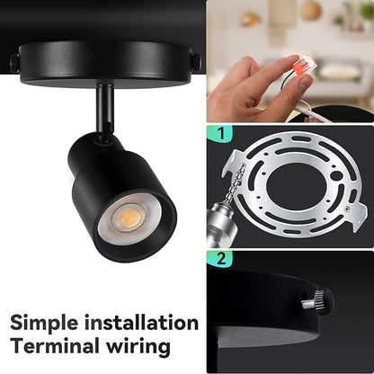LED Spot Lights Indoor Dimmable 5-Color Ceiling Spotlight Flexible Adjustable Directional Ceiling Spot Lights Indoor 10W Black Flush Mount Spot Light Fixture for Living Room 900lm CRI90+24°