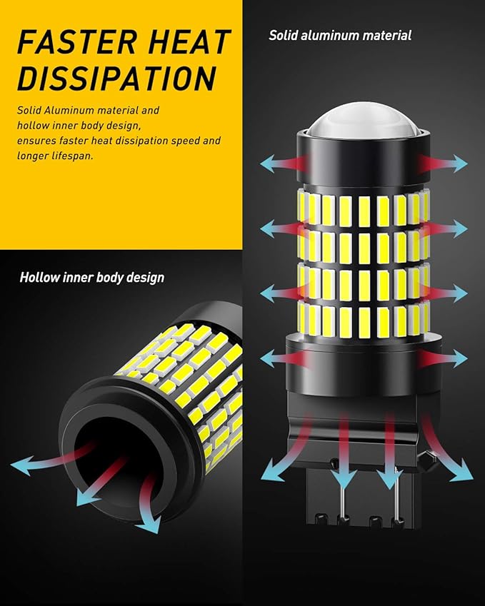 AUXITO 3157 LED Bulbs Reverse Lights, Super Bright 3056 3156 3057 4157 LED Bulbs with Projector for Reverse Back Up Lights Tail Brake Signal Parking License Plate Lights, 6000K White