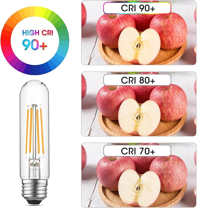 Gozelux Dimmable E26 Edison Bulb, AC120V Warm White 2700K Light Bulbs, 6W, Equivalent 60W, 750LM, 5 Inch Long Tubular T10 LED Bulbs for Rustic Pendant, Chandeliers, Wall Sconces, Vanity, Pack of 6