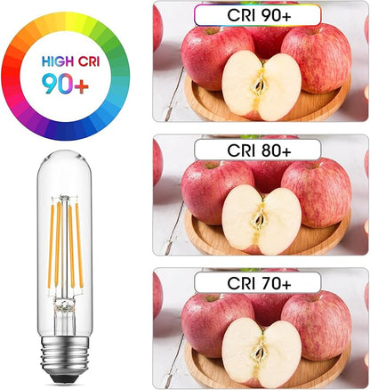 Gozelux Dimmable E26 Edison Bulb, AC120V Warm White 2700K Light Bulbs, 6W, Equivalent 60W, 750LM, 5 Inch Long Tubular T10 LED Bulbs for Rustic Pendant, Chandeliers, Wall Sconces, Vanity, Pack of 6