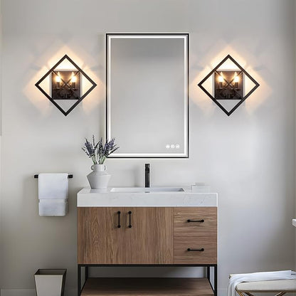 Farmhouse Wall Sconce,Set of 2 Rustic Wall Sconces Indoor Wall Light Fixtures 17.8in for Stairway, Living Room, Bedroom, Bathroom (2 Light,E12 Base, No Bulbs)