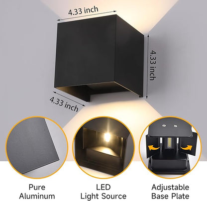 4-Pack Outdoor Wall Lights Exterior/Interior. 4.33''Square Modern LED Wall Sconce,Up Down Lights Outdoor IP65 Exterior Light Fixtures.15W Warm Light 3000K Aluminum Outdoor Wall Lighting Fixtures.
