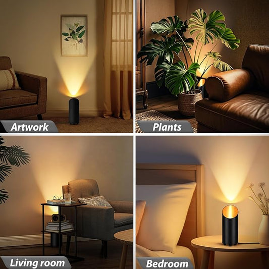2 Pack Uplighting Indoor, 7W Floor Can Lights with 2700K LED GU10 Bulbs, IP44 Waterproof Uplights Spotlight for Dark Corner Sofa House Plant Wall Artwork Indoor, 6.5FT Plug Cord & Foot Switch