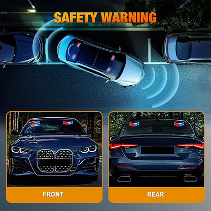 Nilight 12LED Emergency Strobe Traffic Advisor Light Bar 2 in 1 Red Blue Dash Warning Safety Flashing Lights Front/Rear Windshield Construction Lights for Trucks Cars Plow Police Firefighter Vehicles