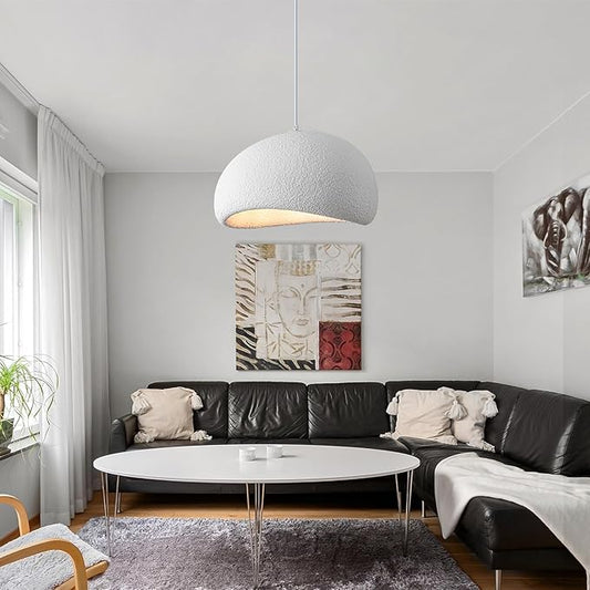 Wabi Sabi Pendant Light Oval, 15.7in Japanese Ceiling Fixture for Dining Room Kitchen Island Hallway Bedroom Restaurant, Adjustable Modern Japandi Hanging Lamp, E26 Base (40cm/15.7in)