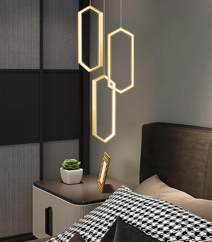 3-Rings Dimmable Pendant Lighting Adjust LED Mini Chandelier Ceiling Light Fixtures for Kitchen Island Dining Room Living Room Bedroom Gold