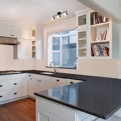 XiNBEi Lighting Track Light, 3 Light Kitchen Ceiling Light with Glass, Modern Black Track Bar Lighting XB-TR1237-3-MB