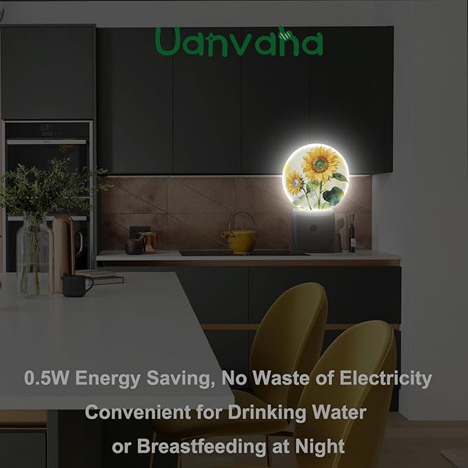 Sunflower Night Light Life is Better with Friends Friendship Plug-in Nightlight Energy Saving 0.5W LED Lighting for Boys Girls Men Women