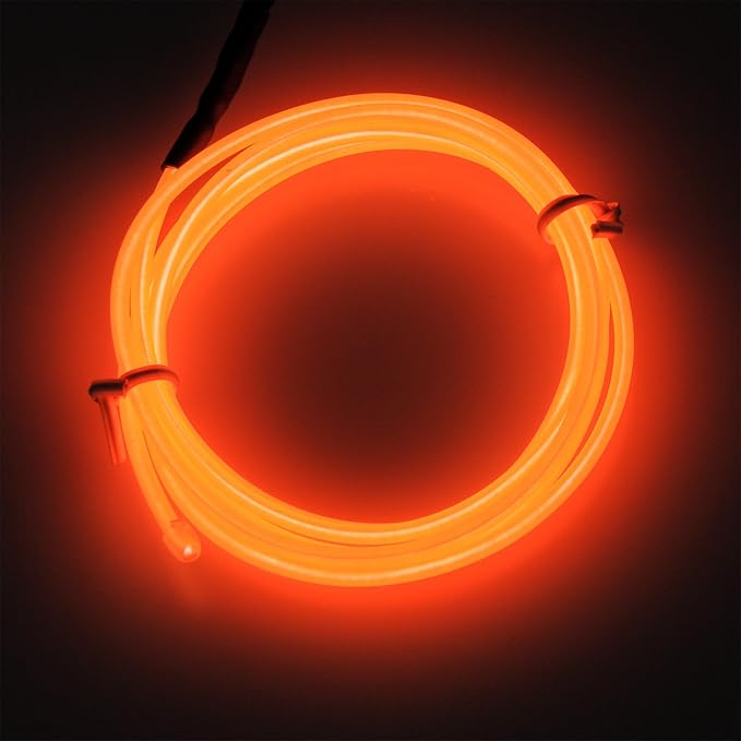 lychee 15ft EL Wire Neon Glowing Strobing Electroluminescent Light El Wire w/Battery Pack for Parties, Halloween Decoration (Orange)
