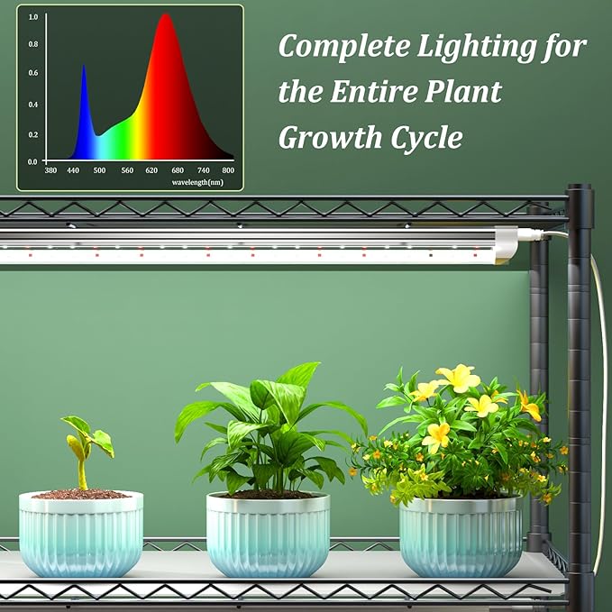 Plant Stand with Grow Light, 6-Tier DIY Plant Shelf with Grow Lights for Seedlings, Greenhouse, Indoor, 8 Pack 5000K 192W LED Full Spectrum Growing Lamp with Rack, Wheel, 29"x13.5"x73.5"