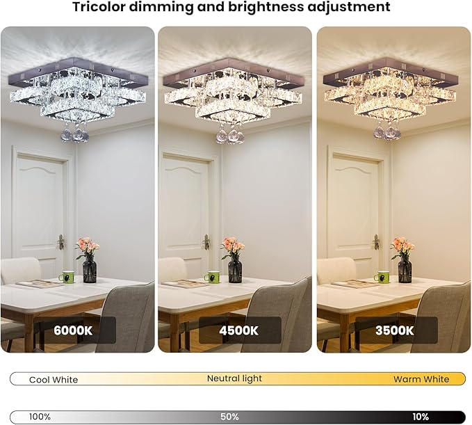 11.8" Modern Crystal Chandelier LED Ceiling Light Fixture Suitable for Kitchen Corridor Hallway Bedroom Bathroom Dining Room 4 Petals/Raindrop Ball Square Remote Control/APP (dimmable)