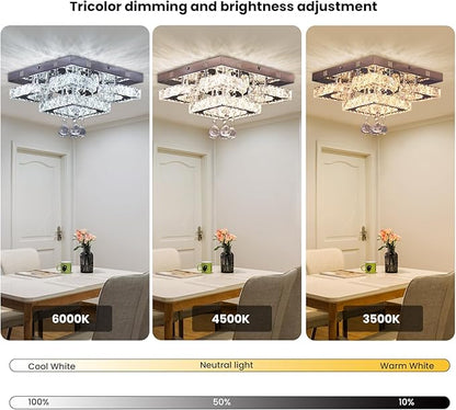 11.8" Modern Crystal Chandelier LED Ceiling Light Fixture Suitable for Kitchen Corridor Hallway Bedroom Bathroom Dining Room 4 Petals/Raindrop Ball Square Remote Control/APP (dimmable)