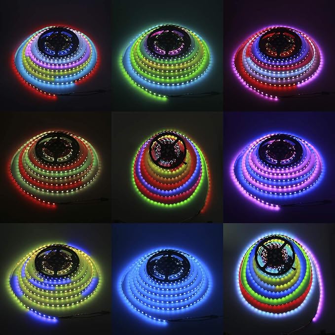 ALITOVE 32.8ft 24V WS2811 Addressable RGB-IC LED Strip Light 600LEDs Programmable Dream Color Flexible LED Pixel Light Chasing Effect LED Rope 5050SMD Non-Waterproof Black PCB(No Adapter & Controller)