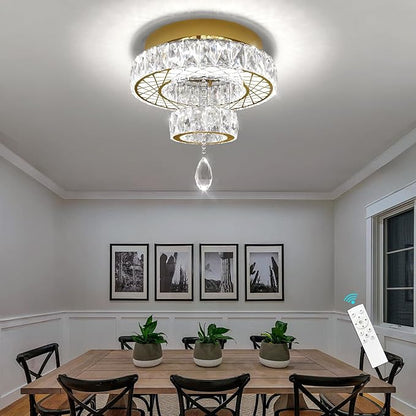 HAIXIANG Chandelier Bedroom LED Light Modern Hallway Ceiling Lighting Fixtures for Kitchen Dining Room Kitchen Remote Dimmable Gold Lights