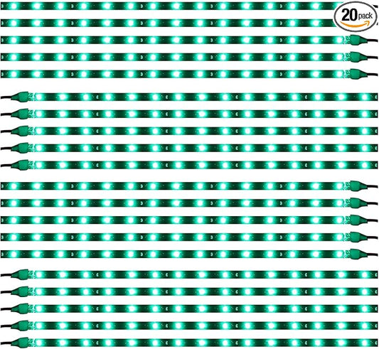 Green 12v 15 Led 30cm Car Flexible Waterproof Underbody Light Strip Pack of 20