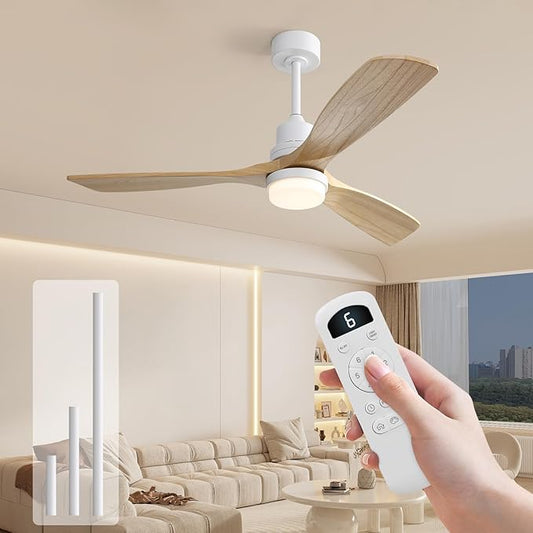 Sofucor Ceiling Fans with Lights, 52 Inch Modern Flush Mount Ceiling Fan with Remote, Low Profile Ceiling Fan for Bedroom Indoor Outdoor, 6-Speed 3 Blades Reversible DC Motor Dimmable Timer