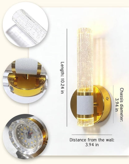 Gold Battery Operated Wall Sconces Set of Two, Dimmable Timer Wall Lamp Wireless Rechargeable Wall Light for Home Decor Living Room Bedroom Bedside Study Room Bathroom
