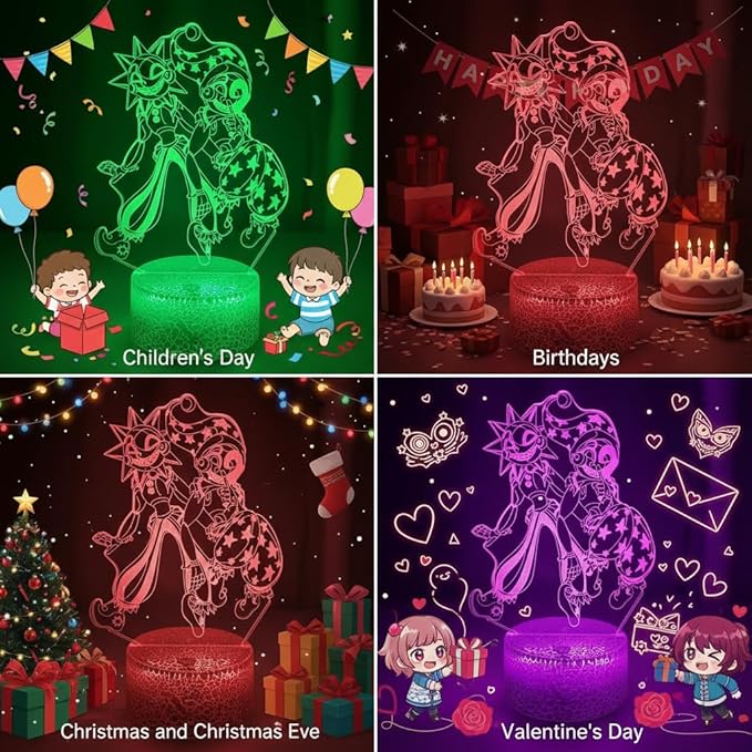 3D Illusion Night Light LED Lamp with Remote Control 16 Color Changing Visual Bedroom Decoration (Smiles 2)
