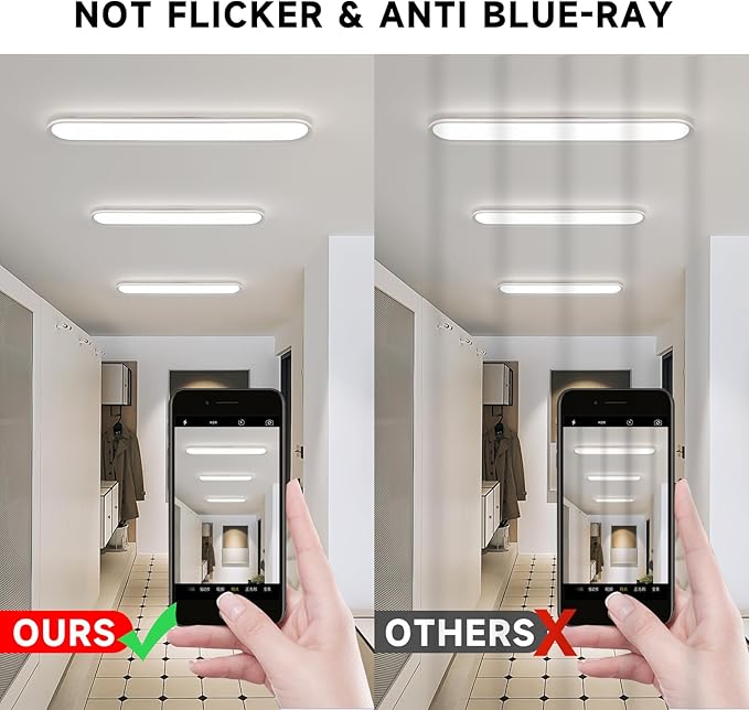 47.1 Inch Metal LED Ceiling Light,Slim, Edge Lit - 65W Full Spectrum Linear Ceiling Lamps,6500K Cool White Modern Ultra Thin Low Profile Light Fixture for Kitchen, Home & Office Hallway