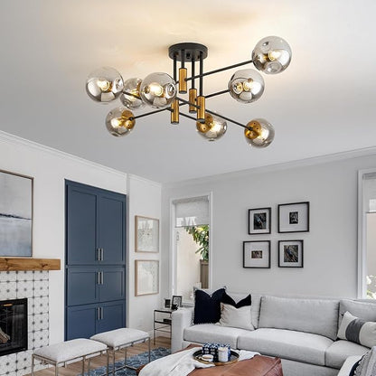 DDLLDESHI 8 Light Sputnik Ceiling Light Fixture Glass Globe Bubble Modern Chandelier for Dining Room Bedroom Kitchen Living Room Hallway Entryway Office