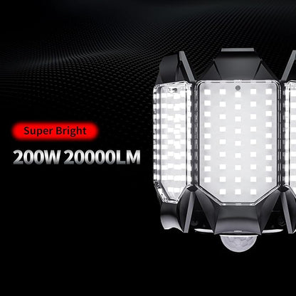 LED Garage Light Motion Sensor - 200W Deformable Garage Lights Ceiling LED, 20000LM Shop Lights Motion Activated, Motion Sensor Light Indoor for Garage, Workshop, Basement,Barn (2 Pack)