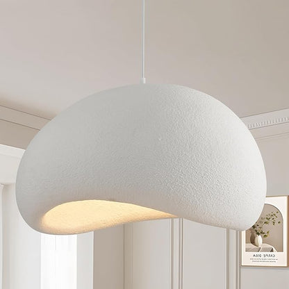 Wabi Sabi Pendant Light Oval, 23.6in Japanese Ceiling Fixture for Dining Room Kitchen Island Hallway Bedroom Restaurant, Adjustable Modern Japandi Hanging Lamp, E26 Base (60cm/23.6in)