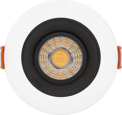 Maxxima 2 in. Ultra-Thin Recessed Anti-Glare LED Downlight - Canless IC Rated, 5 Color Temperature Selectable 2700K/3000K/3500K/4000K/5000K, Dimmable Round White Trim Black Baffle, 90 CRI