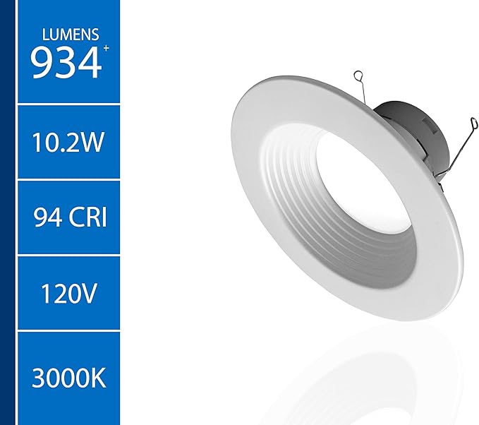 DLR56(v6) 5/6-inch White 900 Lumen 3000K Recessed LED Downlight with Baffle (12 Pack) (DLR566091203KWHBF-12)