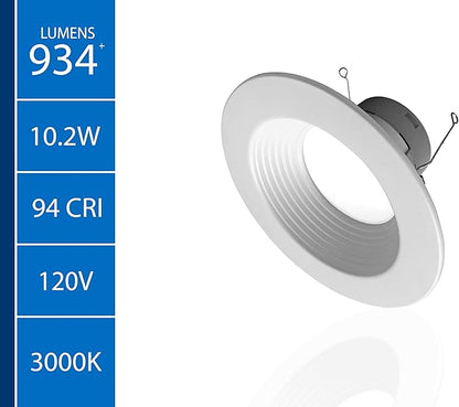 DLR56(v6) 5/6-inch White 900 Lumen 3000K Recessed LED Downlight with Baffle (12 Pack) (DLR566091203KWHBF-12)