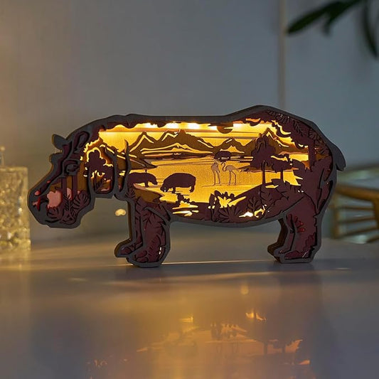 3D Wooden Animal Carving LED Night Light, Wood Carving Light, Modern Home Decoration, Decorative Tables, Cabinets, Living Rooms, Bedrooms, Offices, Farmhouses, Bookshelves, Perfect Holiday Gifts