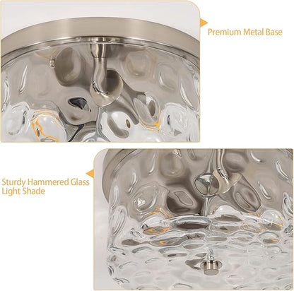 LamQee 2-Light Flush Mount Ceiling Light Farmhouse Kitchen Island Ceiling Light with Bubble Glass Close to Ceiling Light Fixture for Living Room Bedroom Foyer Hallway