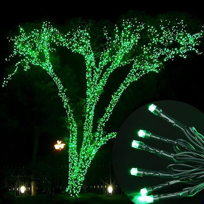 Joomer Green Solar String Lights, 39FT 100LED Solar Powered Outdoor Fairy Lights, Waterproof 8 Modes Twinkle String Light for Garden Patio Yard Tree Wedding Christmas Decor