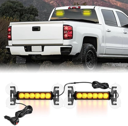 Nilight 12LED Emergency Strobe Traffic Advisor Light Bar 2 in 1 Amber Dash Warning Safety Flashing Lights Front/Rear Windshield Construction Lights for Trucks Cars Plow Police Firefighter Vehicles